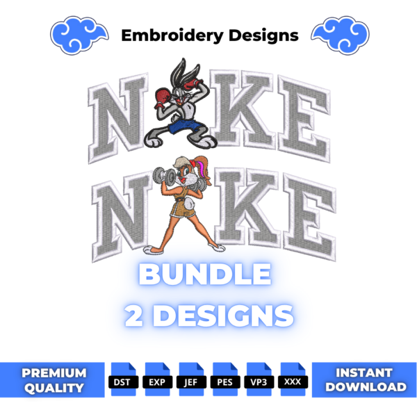Bundle Bugs and Lola Bunny Gym Embroidery Designs