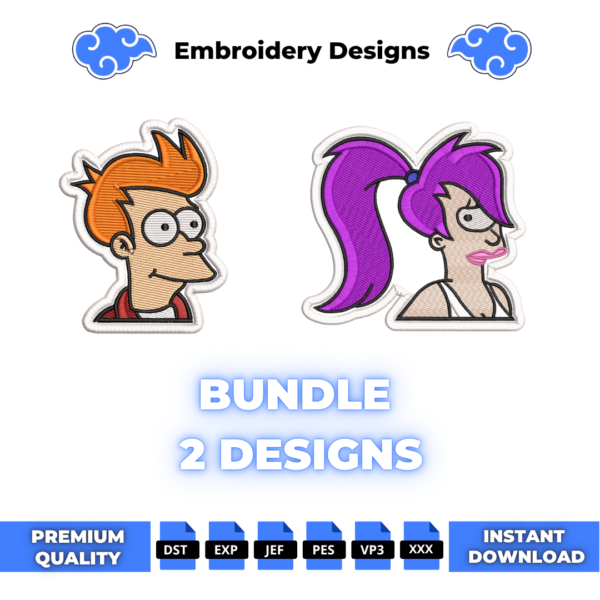 Bundle Fry and Leela Embroidery Designs
