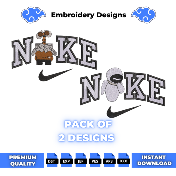 Bundle Wall E and EVA Swoosh Embroidery Designs
