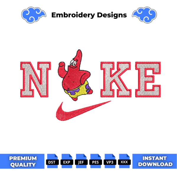 Patrick Star Swoosh Embroidery Design