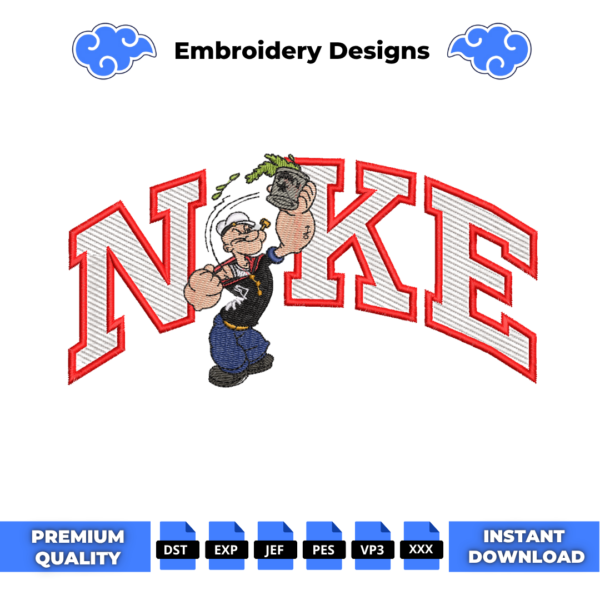 Popeye Swoosh Embroidery Design