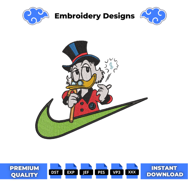 Scrooge Mc Duck Swoosh Embroidery Design