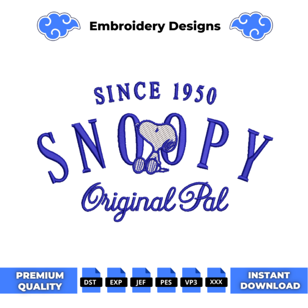 Snoopy College Style Embroidery Design