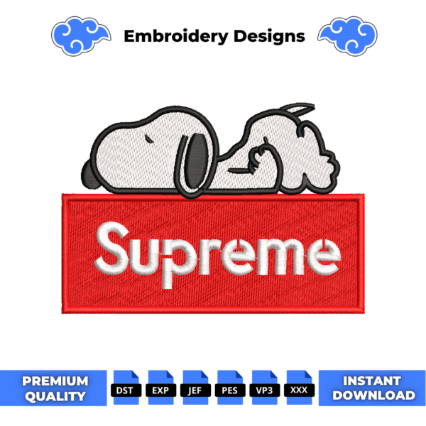Snoopy Supreme Embroidery Design