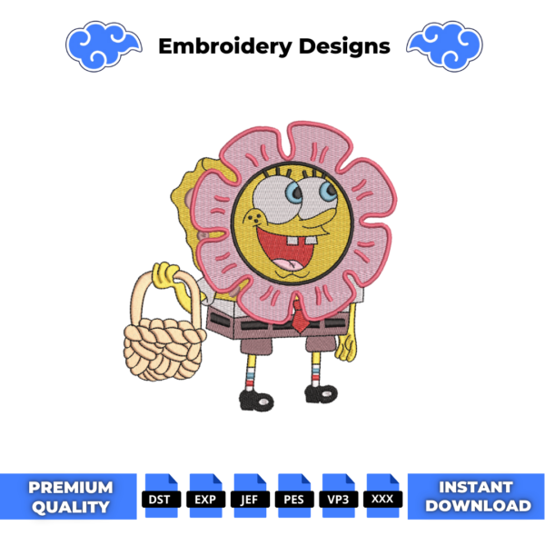 Spongebob Flower Embroidery Design