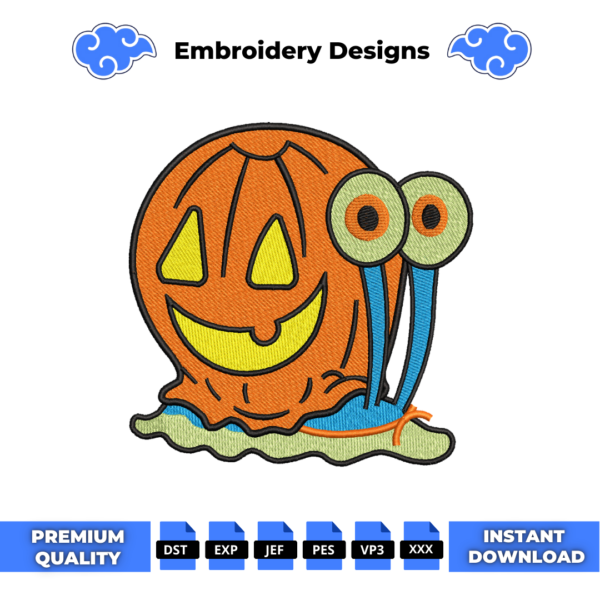 Spongebob Gary Pumpkin Embroidery Design