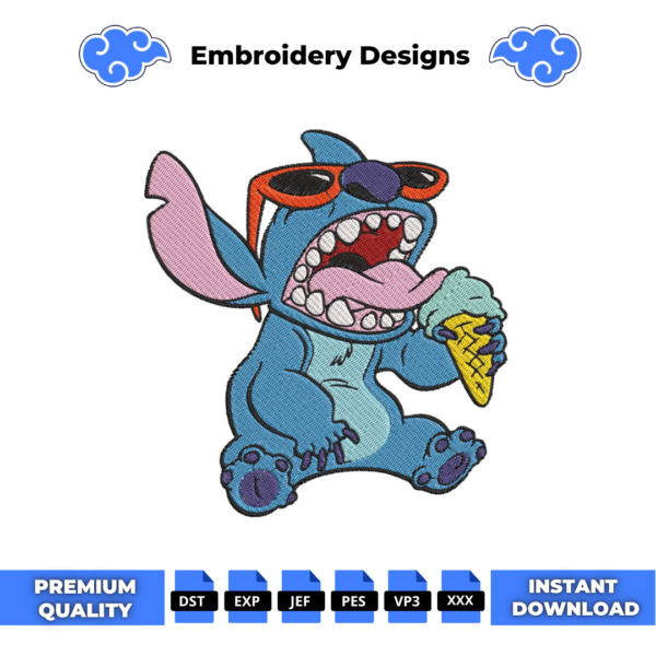 Stitch Ice Cream Embroidery Design