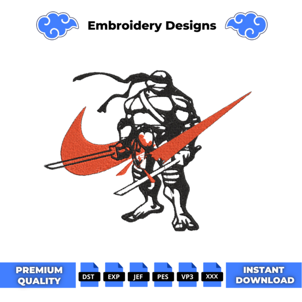 Teenage Mutant Ninja Turtles Swoosh Embroidery Design