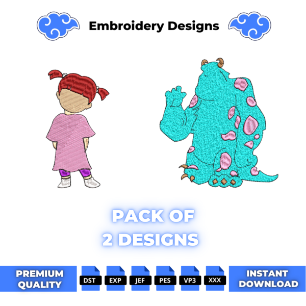 Bundle Boo and Sulley Embroidery Designs