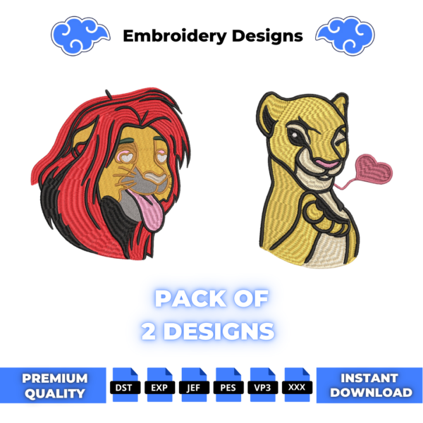 Bundle Simba and Nala Love Embroidery Designs