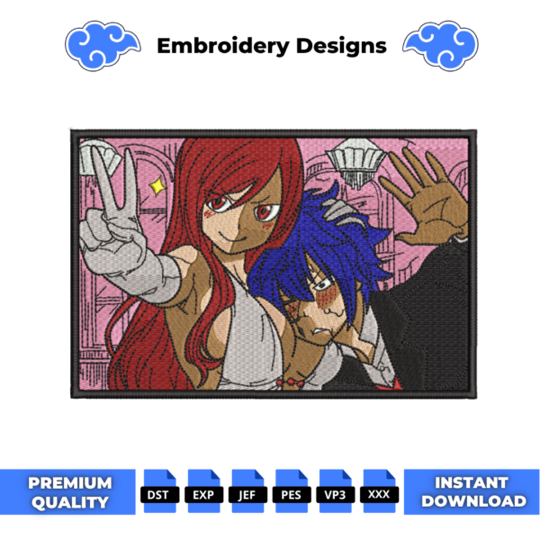 Erza and Jellal Embroidery Design