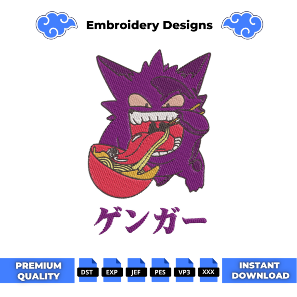 Gengar Ramen Embroidery Design