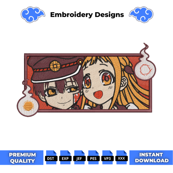 Hanako and Yashiro Embroidery Design