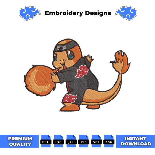 Naruto Charmander Embroidery Design