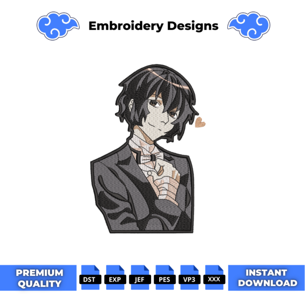 Osamu Dazai Embroidery Design