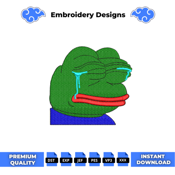 Pepe The Frog Cry Embroidery Design