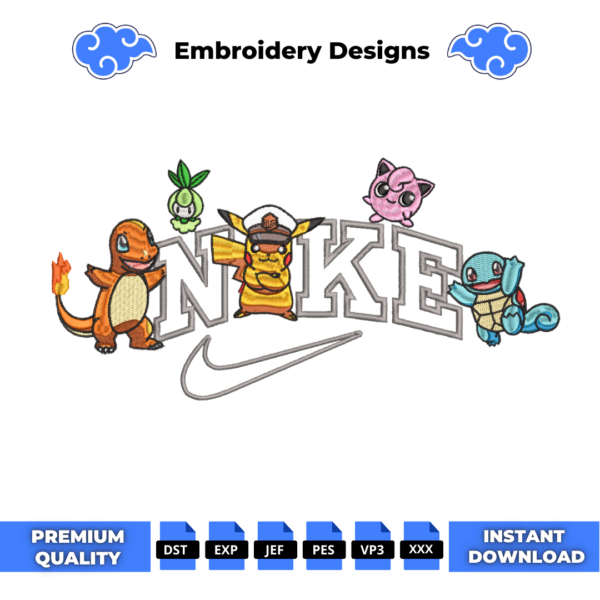 Pokemon Squad Swoosh Embroidery Design