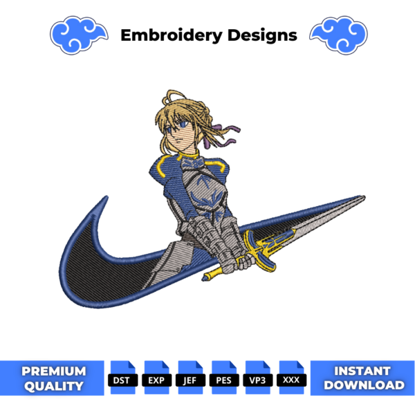 Saber Swoosh Embroidery Design