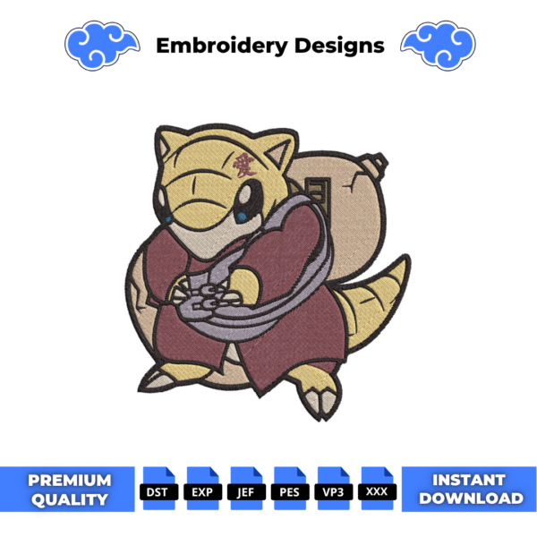 Sandshrew Naruto Embroidery Design