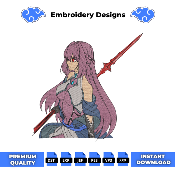 Scathach Fate Grand Order Anime Embroidery Design