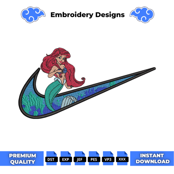 The Little Mermaid Embroidery Design