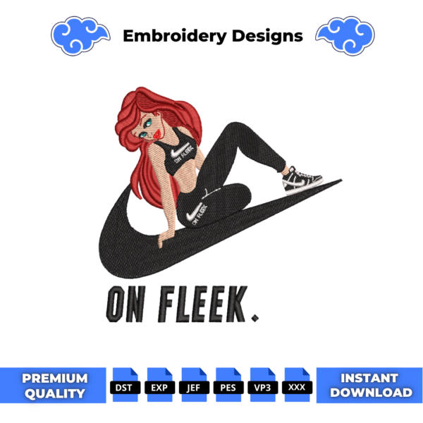 The Little Mermaid On Fleek Embroidery Design