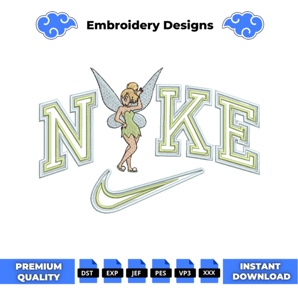 Tinkerbell Swoosh Embroidery Design
