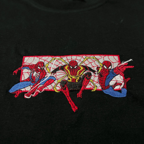 3 Spiderman Boxed Embroidery Design stitched by a customer