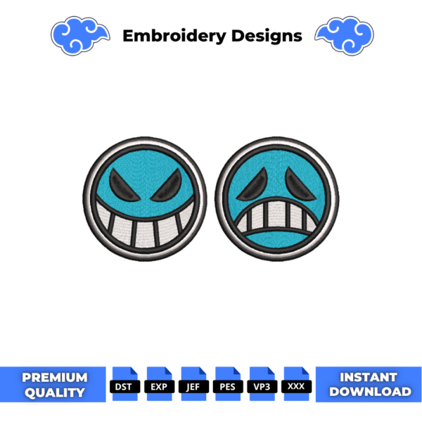 Ace Smiley Embroidery Design