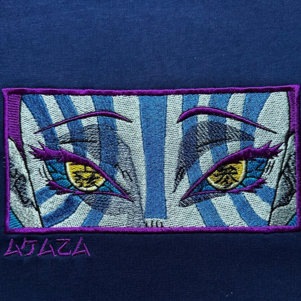 Akaza Eyes V2 Embroidery Design stitched by a customer
