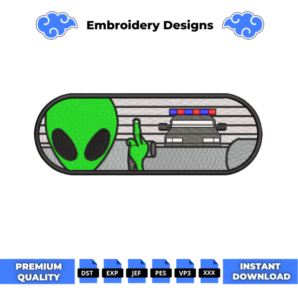Alien Police Embroidery Design