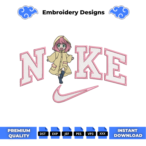 Anya Spy X Family Swoosh Embroidery Design