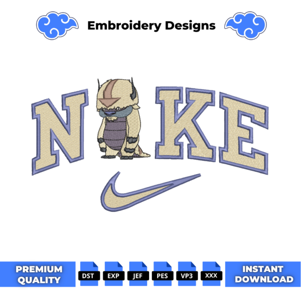 Appa Avatar Swoosh Embroidery Design