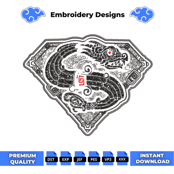 Aztec Superman Logo Embroidery Design