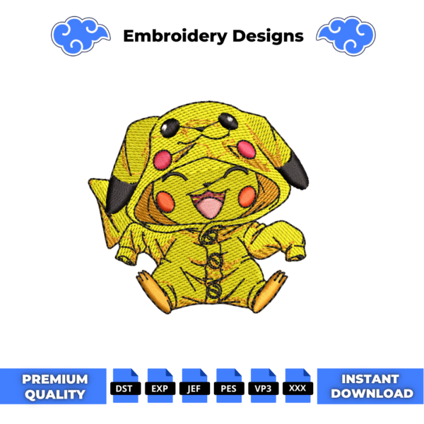 Baby Pikachu Embroidery Design