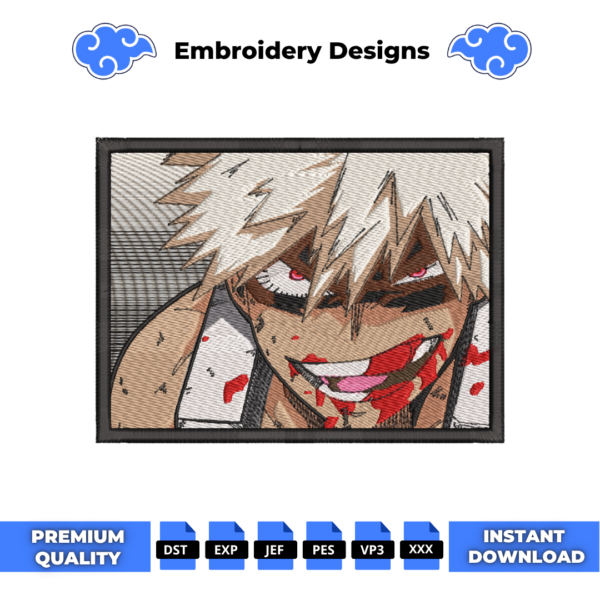 Bakugo Blood Embroidery Design