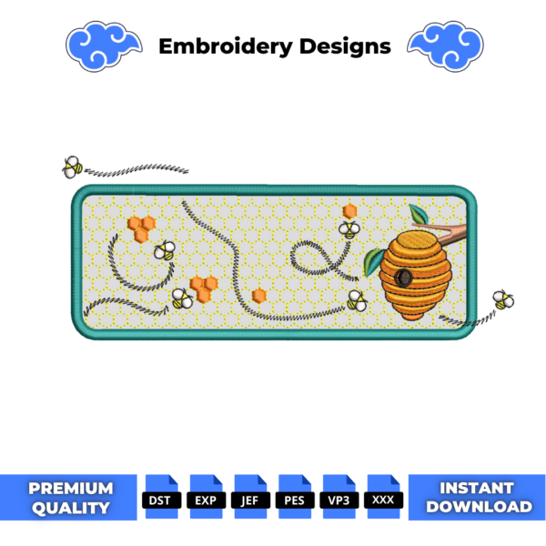 Bee and Honeycomb Embroidery Design