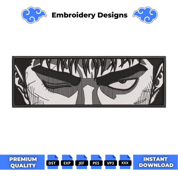 Berserk Guts Eyes BW Embroidery Design