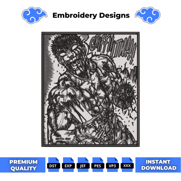 Berserk Guts Rage Embroidery Design