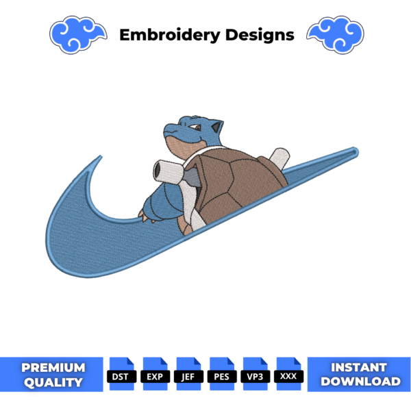 Blastoise Swoosh Embroidery Design