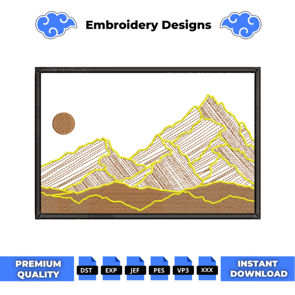 Brown Mountains Embroidery Design