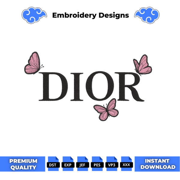 Butterfly Dior Embroidery Design
