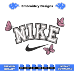 Butterfly Swoosh Embroidery Design
