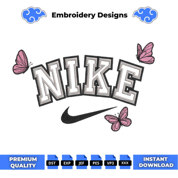 Butterfly Swoosh Embroidery Design