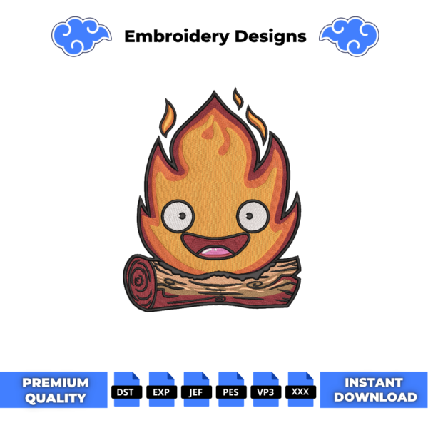 Calcifer Fire Embroidery Design