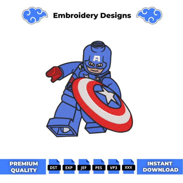 Captain America Lego Embroidery Design