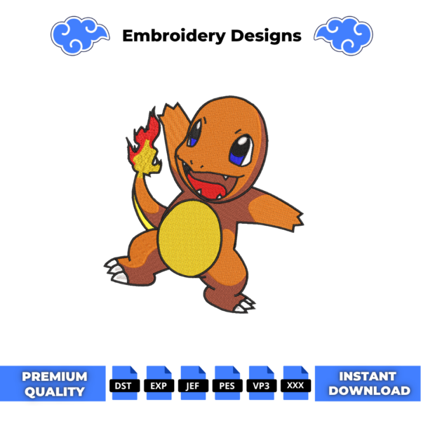 Charmander Pokemon Embroidery Design