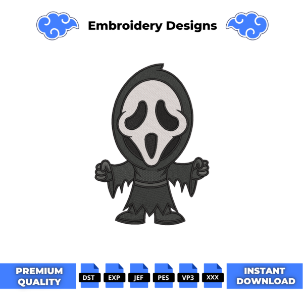 Chibi Ghostface Embroidery Design