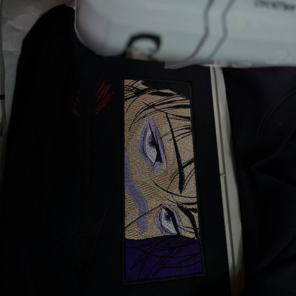 Choso Eyes Embroidery Design stitched by a customer