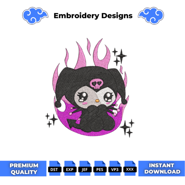 Cute Kuromi Embroidery Design